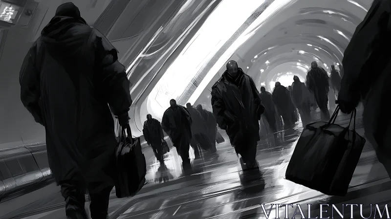 AI ART Gray Scale Tunnel Walkers