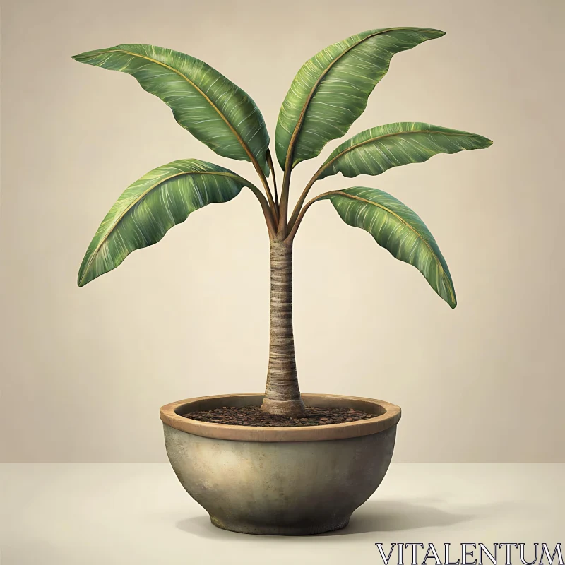 Indoor Palm Tree in Pot AI Image