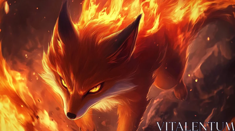 Fox Ablaze: A Fiery Creature AI Image