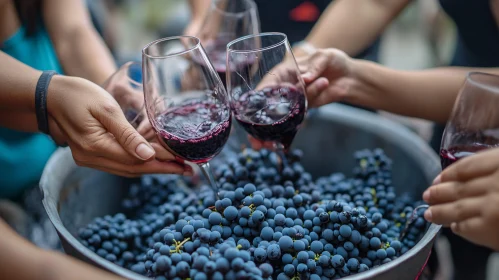 Harvesting Fresh Grapes for Wine