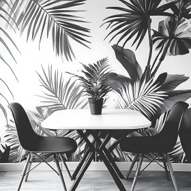 Black and White Tropical Interior Scene