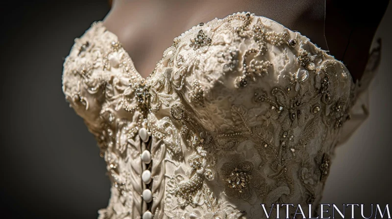 Exquisite Wedding Dress Bodice with Lace, Pearls, and Crystals AI Image