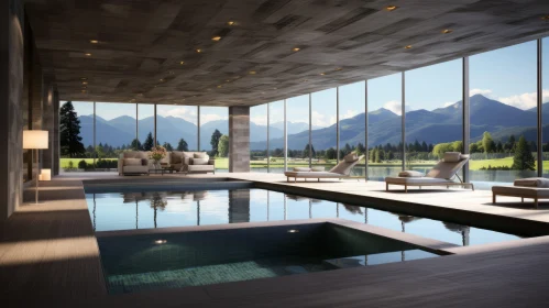 Indoor Swimming Pool Overlooking Mountains | Architectural Chic