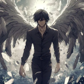 Winged Character in Anime Art Style