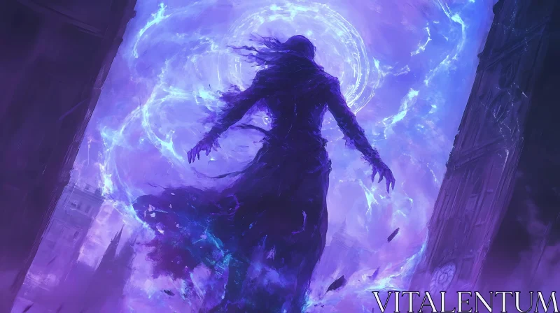 AI ART Spectral Guardian of the Violet Gate