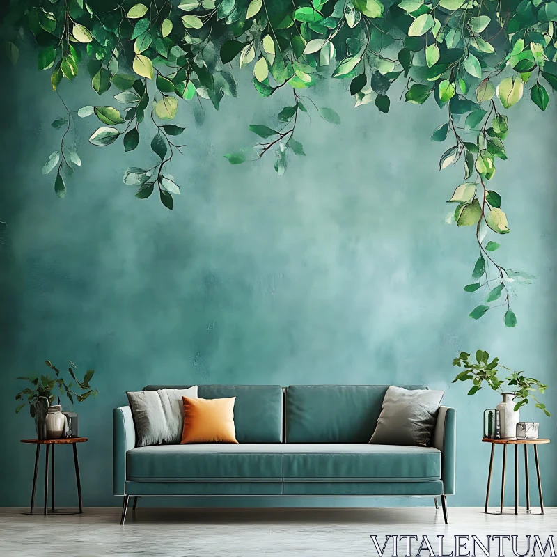 AI ART Serene Interior with Botanical Decor