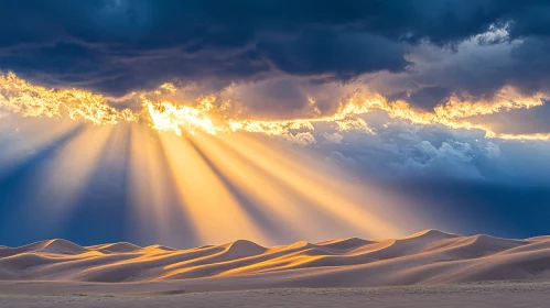 Golden Sunlight Over Desert Dunes