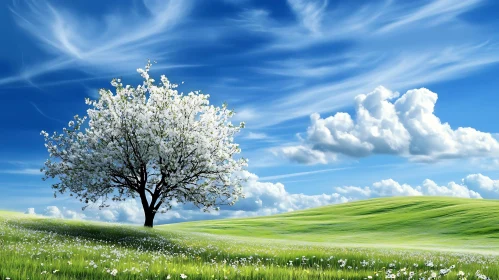 White Blossoms in a Green Meadow