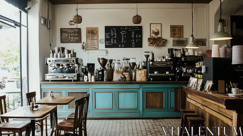 AI ART Charming Cafe Interior with Coffee Counter