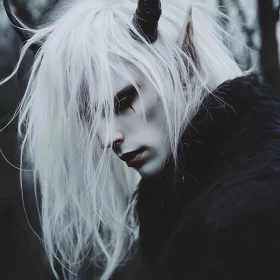 Horned Pale Elf in Dark Attire