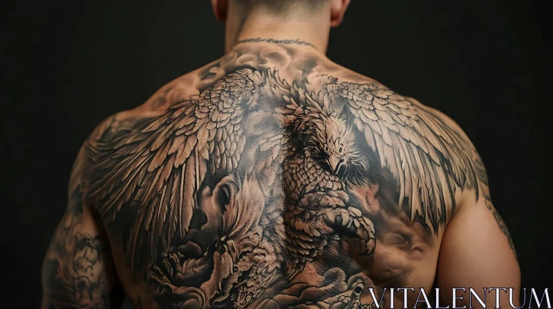 Detailed Eagle Back Tattoo AI Image