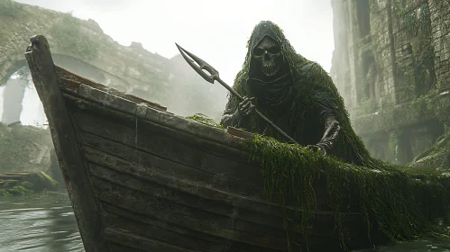 Moss Covered Boatman with Spear