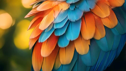 Exotic Bird Plumage: Blue and Orange Feathers