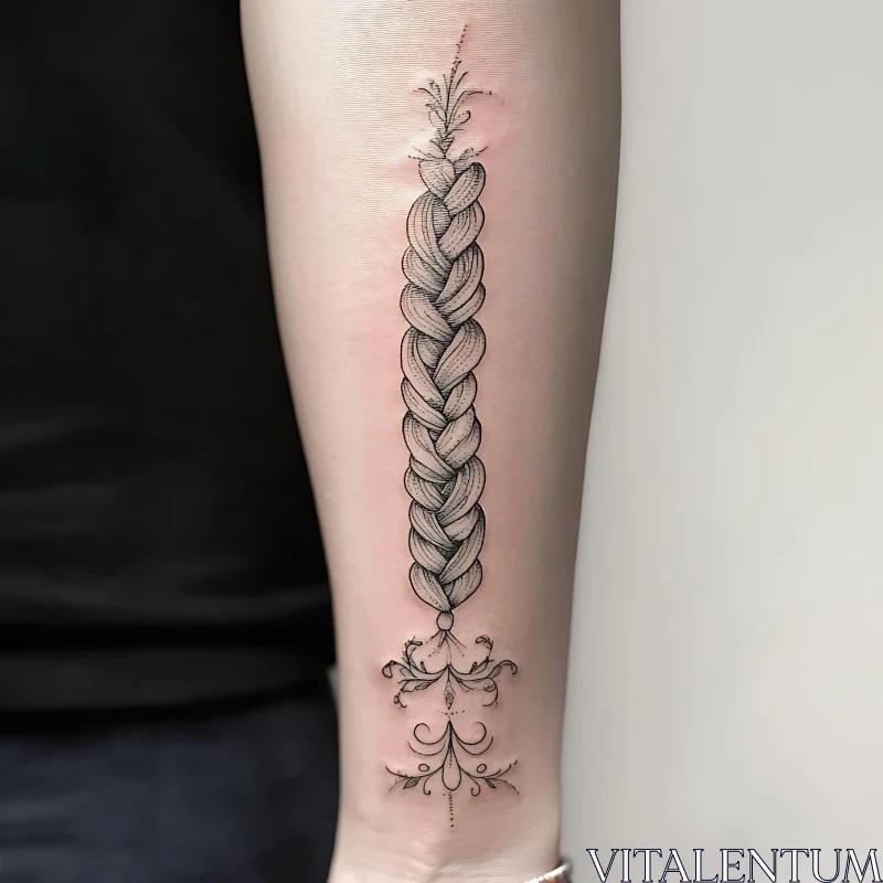 Detailed Black Ink Braid Tattoo AI Image