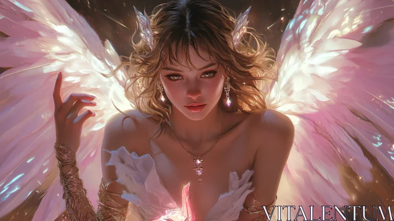 AI ART Celestial Angel with Glowing Wings