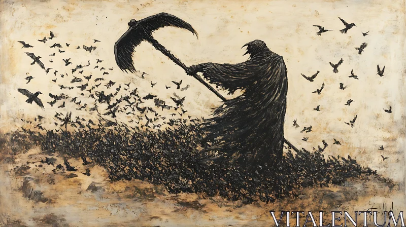 AI ART Dark Abstract: Figure with Scythe