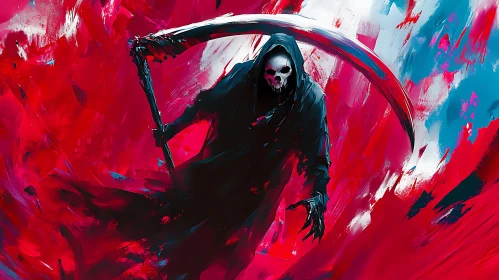 Red and Black Reaper Painting