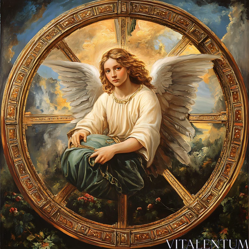 Angel in Circle of Light AI Image