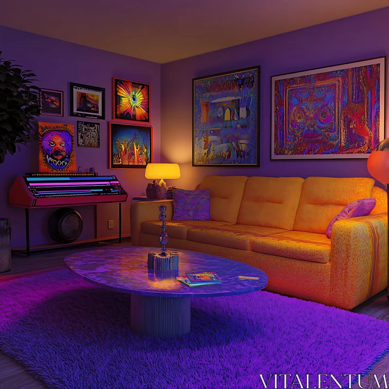 Purple and Yellow Interior Design AI Image