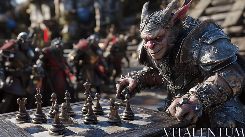 AI ART Horned Character Playing Chess