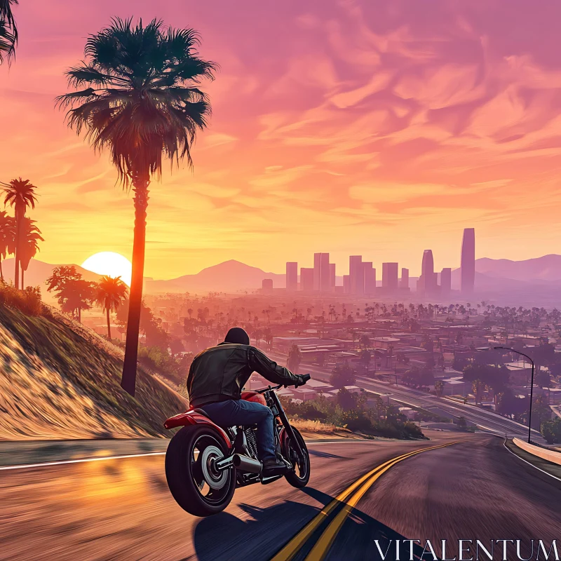 AI ART Urban Sunset Ride