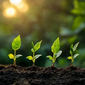 Four Seedlings in Fertile Soil