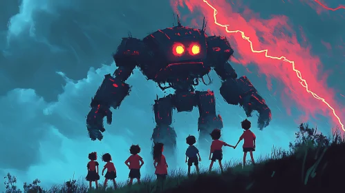 Robot and Children Artwork