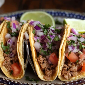 Delicious Tacos with Meat and Fresh Vegetables