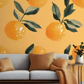 Artistic Oranges and Sofa Still Life