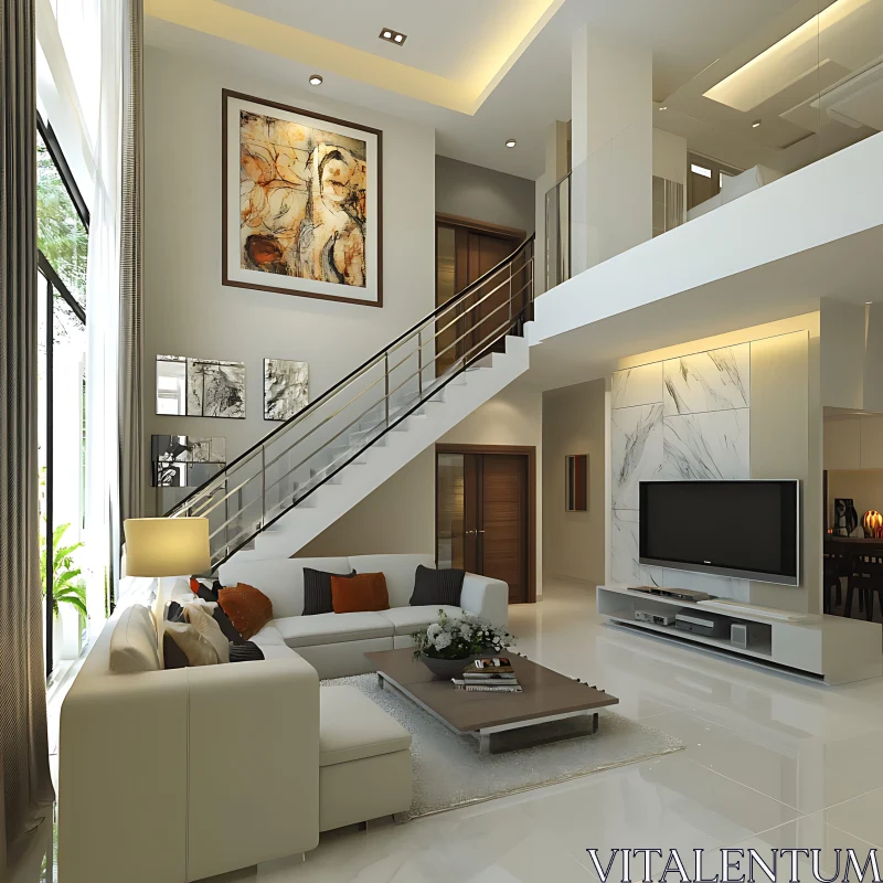 AI ART Modern Interior with White Accents