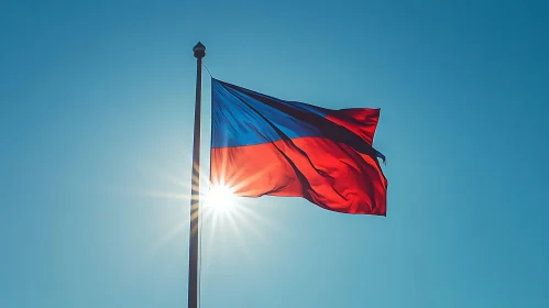 Flag Waving in the Wind with a Sunburst Effect