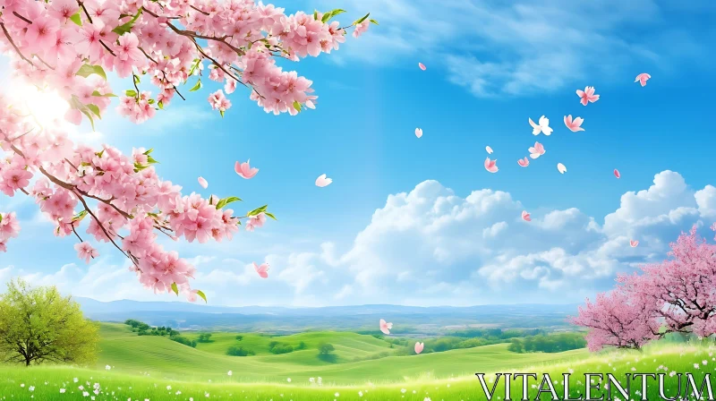 Cherry Blossoms in Bloom AI Image