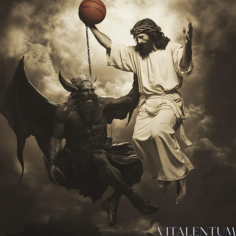 AI ART Heaven and Hell: A Basketball Game