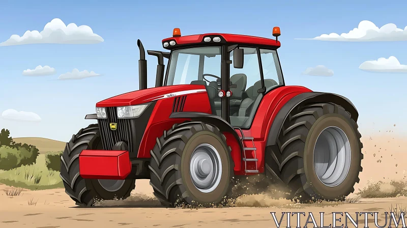 Agricultural Vehicle in Rural Landscape AI Image