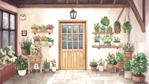 Indoor Garden with Flowerpots