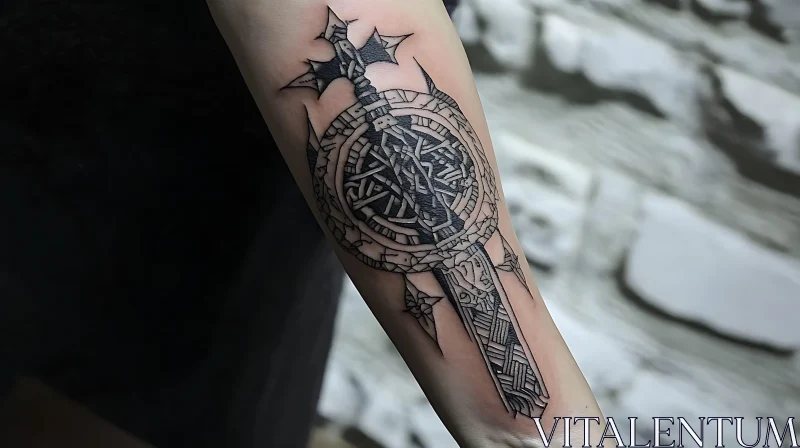 Forearm Tattoo of a Celtic Knot Sword AI Image