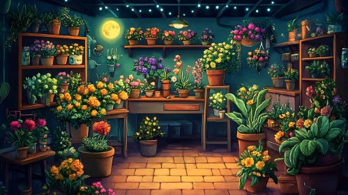 Floral Display in Cozy Indoor Garden