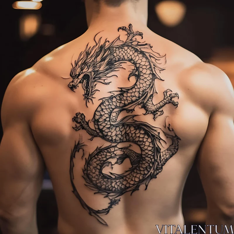 Detailed Mythical Dragon Tattoo AI Image