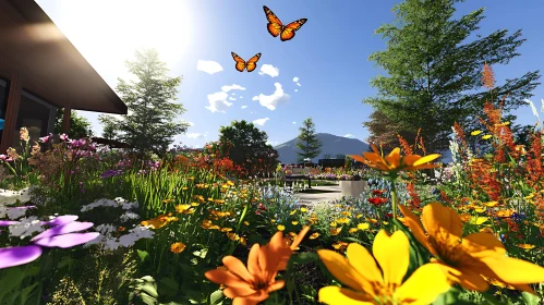 Floral Paradise with Butterflies