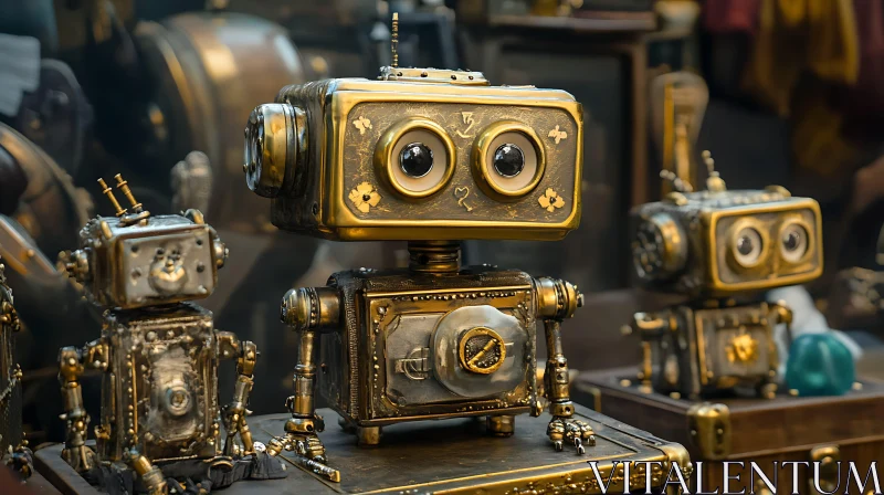 AI ART Vintage Brass Robot Collection