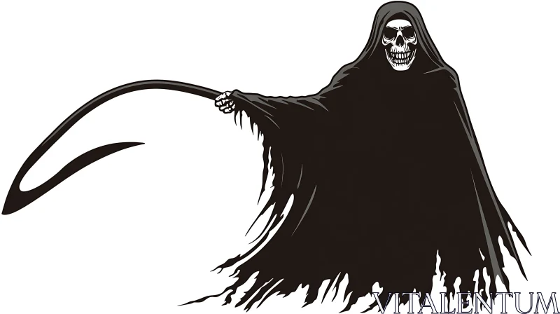 Monochrome Reaper with Scythe AI Image