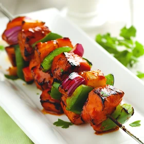 Tasty Grilled Kebabs with Fresh Vegetables