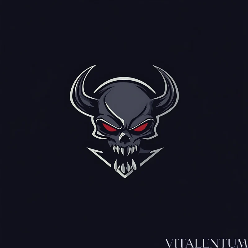 AI ART Horned Skull Graphic Illustration on Dark Backdrop