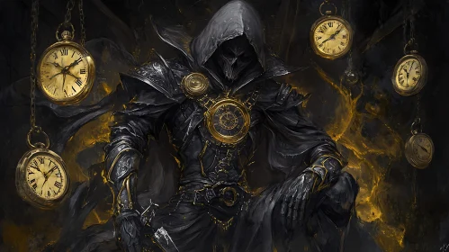 Cloaked Figure with Pocket Watches