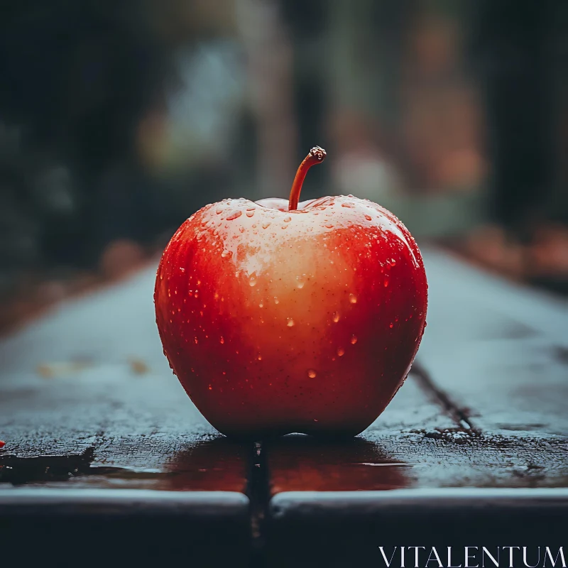 Fresh Apple with Raindrops AI Image