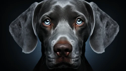 Dog Portrait with Blue Eyes in Aquamarine and Gray Tones