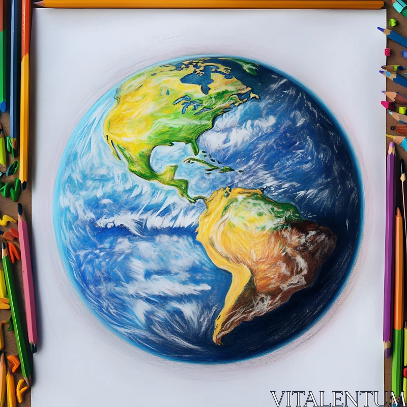 Colorful Earth Illustration AI Image