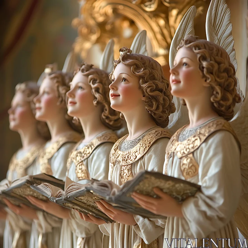 AI ART Angelic Choir in White and Gold