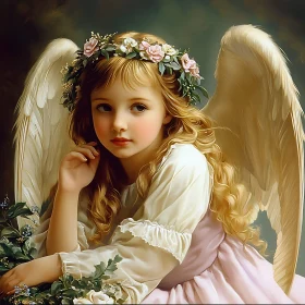 Innocent Angel with Floral Crown