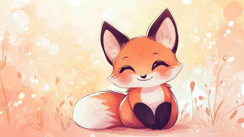 Smiling Fox Cartoon Illustration